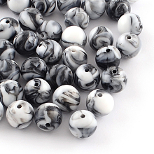 Honeyhandy Opaque Acrylic Beads, Round, Black, 8mm, Hole: 1.5mm, about 1800pcs/500g