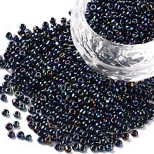 Honeyhandy 12/0 Glass Seed Beads, Iris Round, Prussian Blue, 2mm, Hole: 1mm, about 30000pcs/pound