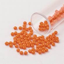 Honeyhandy 11/0 Grade A Round Glass Seed Beads, Baking Paint, Coral, 2.3x1.5mm, Hole: 1mm, about 48500pcs/pound