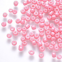 Honeyhandy 12/0 Baking Paint Glass Round Seed Beads, Pink, 1.5~2x1.5mm, Hole: 0.5~1mm, about 30000pcs/pound