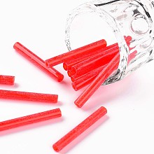 Honeyhandy Glass Bugle Beads, Round Hole, Opaque Colours, Crimson, 28x3mm, Hole: 1.2mm, about 850pcs/pound