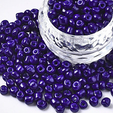 Honeyhandy 6/0 Glass Seed Beads, Baking Paint, Round Hole, Round, Dark Slate Gray, 4~5x3~5mm, Hole: 1.2~1.5mm, about 4500pcs/Pound