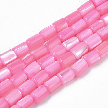 Honeyhandy Natural Trochid Shell/Trochus Shell Beads Strands, Dyed, Column, Pearl Pink, 4~5x3~3.5mm, Hole: 0.9mm, about 77~78pcs/strand, 15.55 inch~15.75 inch(39.5~40cm)