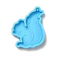 Honeyhandy Squirrel DIY Pendant Silicone Molds, Resin Casting Molds, For UV Resin, Epoxy Resin Jewelry Making, Deep Sky Blue, 56x49x7mm, Hole: 2.5mm