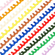 BENECREAT 20 Yards 10 Colors Chinlon Braid Trims with Elastic Button Loops, Buttonhole Ribbons for Costume Crafts and Sewing, Mixed Color, 14x2mm, 2 yards/color