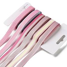 18 Yards 6 Styles Polyester Ribbon, for DIY Handmade Craft, Hair Bowknots and Gift Decoration, Pink Color Palette, Pearl Pink, 3/8~1/2 inch(9~12mm), about 3 yards/style