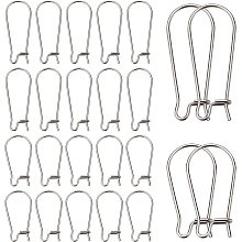 CREATCABIN 1 Box 100Pcs 2 Sizes Kidney Earrings Hook Silver Plated Stainless Steel Ear Wire Hypoallergenic Earwire Connector Tone for Jewelry Making Man Women DIY Dangle Earring Findings