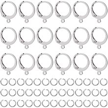 DICOSMETIC 100pcs 12.5mm 304 Stainless Steel Round Earring Hooks Leverback Ear Hooks Circle Ear Wires with 100pcs Open Jump Rings for Earring Jewelry Making,Hole:1.2mm