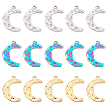 DICOSMETIC 18Pcs 3 Colors Moon Charms Cute Moon Shape Enamel Textured Charms Stainless Steel Gold and Rainbow Color Night Sky Moon Pendants for DIY Necklace Bracelet Jewelry Making