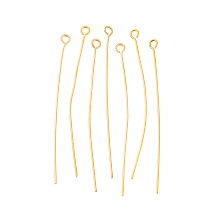 Honeyhandy Ion Plating(IP) 304 Stainless Steel Eye Pins, Golden, 50mm, Hole: 1.9x2mm, Pin: 0.6mm