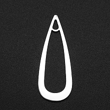 Honeyhandy 201 Stainless Steel Pendants, Teardrop Charm, Laser Cut, Stainless Steel Color, 29x11x1mm, Hole: 1.8mm