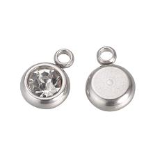 ARRICRAFT 200pcs 303 Stainless Steel Rhinestone Charms, Flat Round, Crystal, 8.5x6x3mm