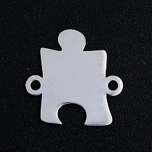 Honeyhandy 201 Stainless Steel Links connectors, Stamping Blank Tag, Puzzle, Stainless Steel Color, 15x15x1mm, Hole: 1.5mm