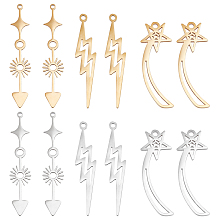 UNICRAFTALE 12Pcs 3 Styles 2 Colors Meteor Pendant Lightning Pendant 201 Stainless Steel Pendant Metal Charms Arrow Jewelry Pendant Earring Pendants for Jewelry Making