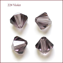 Honeyhandy Imitation Austrian Crystal Beads, Grade AAA, K9 Glass, Faceted, Bicone, Purple, 3x3mm, Hole: 0.7~0.9mm