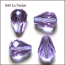 Honeyhandy Imitation Austrian Crystal Beads, Grade AAA, Faceted, Drop, Lilac, 10x12mm, Hole: 0.9~1.5mm