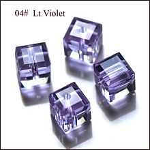 Honeyhandy Imitation Austrian Crystal Beads, Grade AAA, Faceted, Cube, Lilac, 5~5.5x5~5.5x5~5.5mm(size within the error range of 0.5~1mm), Hole: 0.7~0.9mm