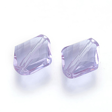 Honeyhandy Imitation Austrian Crystal Beads, Grade AAA, Faceted, Rhombus, Lilac, 14~14.5x12x5~7mm, Hole: 0.9~1mm