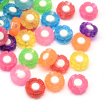 Arricraft Transparent Flower Acrylic Beads, Bead in Bead, Mixed Color, 9~10x10x4mm, Hole: 2mm, about 1960pcs/500g