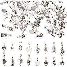 Arricraft 80 Pcs 6 Astyles Glue on Bails Pendants, Alloy Tibetan Style Charms Pendants Antique Silver Cabochon Pad Bails for Earring Jewelry DIY Crafts Connector Making