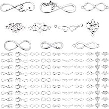 PandaHall 100pcs 10 Styles Stainless Steel Links Infinity Heart Wing Connector Charms Pendants Antique Silver Jewelry Connectors for DIY Bracelets Necklace Jewelry Craft Making