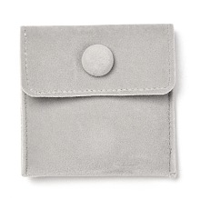 Honeyhandy Square Velvet Jewelry Bags, with Snap Fastener, Gainsboro, 7x7x0.95cm