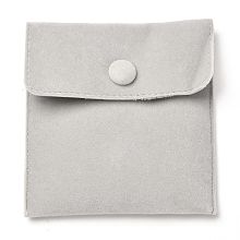 Honeyhandy Square Velvet Jewelry Bags, with Snap Fastener, Gainsboro, 10x10x1cm