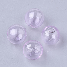 Honeyhandy Handmade Blown Glass Beads, Round, Violet, 16x16mm, Hole: 1~2mm