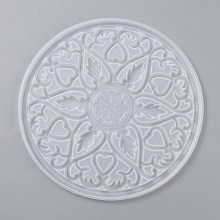 Honeyhandy DIY Coaster Silicone Molds, Resin Casting Molds, For DIY UV Resin, Epoxy Resin Craft Making, Round with Mandala Pattern, White, 200x8mm, Inner Diameter: 195mm