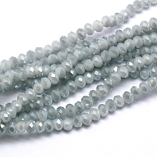 Honeyhandy Electroplate Imitation Jade Glass Bead Strands, Full Rainbow Plated, Faceted, Rondelle, Light Steel Blue, 3x2mm, Hole: 0.5mm, about 140pcs/strand, 13 inch