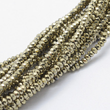 Honeyhandy Electroplate Glass Beads Strands, Full Plated, Faceted, Rondelle, Antique Bronze Plated, 2.5x1.5mm, Hole: 0.5mm, about 197~201pcs/strand, 12.9 inch(33cm)