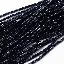 ARRICRAFT Faceted Rondelle Half Rainbow Plated Electroplate Glass Beads Strands, Black, 2.8~3x2mm, Hole: 0.8mm, about 200pcs/strand, 15.1 inches