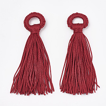 Honeyhandy Polyester Tassel Big Pendant Decorations, Brown, 98~110x24~26x10~15mm, Hole: 14mm