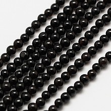 Honeyhandy Natural Black Onyx Round Bead Strands, Dyed, 3mm, Hole: 0.8mm, about 116pcs/strand, 15.5 inch