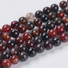 Honeyhandy Natural Agate Beads Strands, Dyed, Round, Dark Red, 6mm, Hole: 1mm, about 32pcs/strand, 7.6 inch