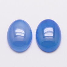 Honeyhandy Natural Agate Cabochons, Grade A, Dyed, Oval, Cornflower Blue, 25x18x6mm