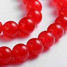 Honeyhandy Natural Malaysia Jade Bead Strands, Round Dyed Beads, Red, 8mm, Hole: 1mm, about 48pcs/strand, 15 inch