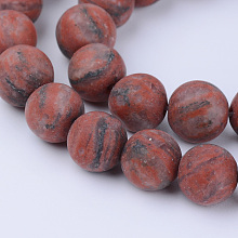 Honeyhandy Natural Sesame Jasper/Kiwi Jasper Beads Strands, Frosted, Round, 6~6.5mm, Hole: 1mm, about 63pcs/strand, 15.5 inch