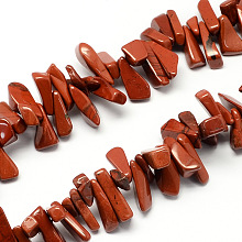 Honeyhandy Natural Red Jasper Bead Strands, Chip, Red, 12~20x6~10x3~10mm, Hole: 1mm, about 104pcs/strand, 15.7 inch