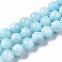 Honeyhandy Natural Dyed Yellow Jade Gemstone Bead Strands, Round, Pale Turquoise, 10mm, Hole: 1mm, about 40pcs/strand, 15.7 inch