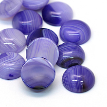 Honeyhandy Dyed Natural Striped Agate/Banded Agate Cabochons, Half Round/Dome, Mauve, 16x6~7mm