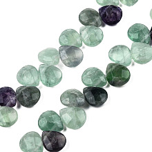 Honeyhandy Natural Purple Fluorite Gemstone Beads Strands, Top Drilled Beads, Faceted, Teardrop, 12x9~10x6mm, Hole: 1mm, about 30pcs/strand, 11.81 inch