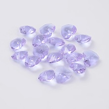 Honeyhandy Romantic Valentines Ideas Glass Charms, Faceted Heart Charm, Lilac, 10x10x5mm, Hole: 1mm