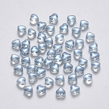 Honeyhandy Transparent Spray Painted Glass Beads, AB Color Plated, Heart, Light Steel Blue, 6x6x4mm, Hole: 0.7mm