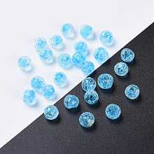 Honeyhandy Handmade Luminous Lampwork Beads, Round, Deep Sky Blue, 8mm, Hole: 1mm