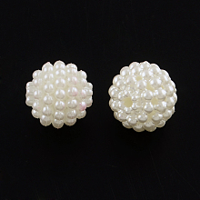 Honeyhandy ABS Plastic Imitation Pearl Beads, Berry Beads, Round Combined Beads, Creamy White, 12mm, Hole: 1.5mm