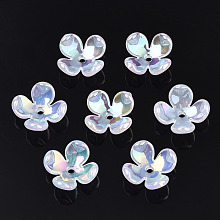 Honeyhandy 4-Petal Electroplate Acrylic Bead Caps, Flower, WhiteSmoke, 12x12x4.5mm, Hole: 1.2mm