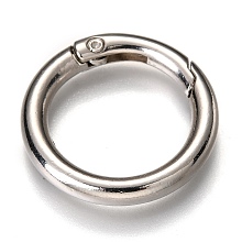 Honeyhandy Zinc Alloy Spring Gate Rings, O Rings, Platinum, 27x4mm, Inner Diameter: 20mm