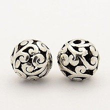 Honeyhandy Alloy Filigree Beads, Filigree Ball, Round, Antique Silver, 10mm, Hole: 2mm