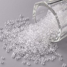 FGB Seed Beads, Clear 11/0 Round Transparent Glass Seed Beads, 2x1.5mm, Hole: 0.8mm, about 3300pcs/50g